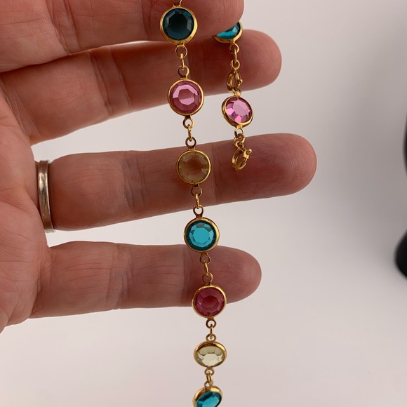 SWAROVSKI BRACELET AUSTRIAN CRYSTAL BLUE/TEAL PINK CLR BEZELS VINTAGE 7.25 +1" - Picture 6 of 10